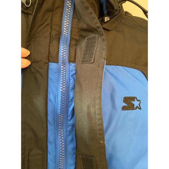 Starter Mens Large Hooded Winter Jacket Blue & Black Zip Off Hood Large - Picture 9 of 15